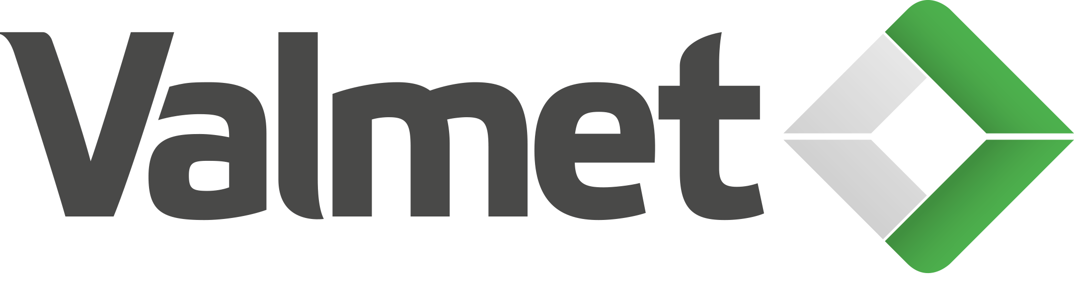 Valmet logo with green and gray geometric design