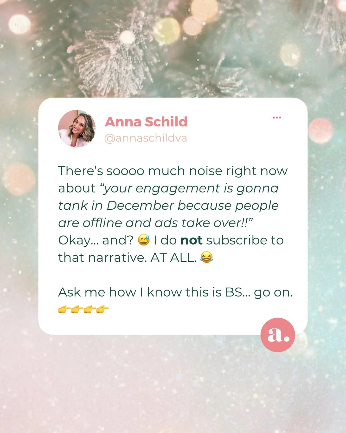 Your December strategy doesn&rsquo;t need to be &ldquo;post every day&rdquo;&hellip;but it also shouldn&rsquo;t be &ldquo;vanish&rdquo; 👻👇

And girl it has nooooooooothing to do with hustle culture and trying to get you to do more, more, more when 