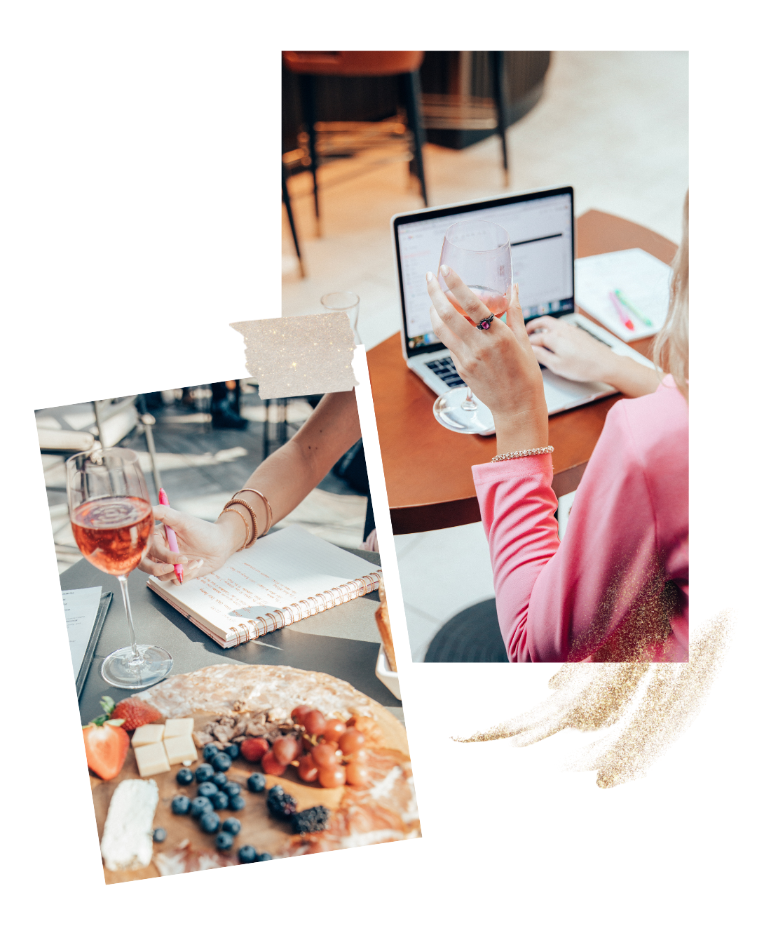 Anna Schild Content Repurposing brand photo sitting down with a notebook and laptop at a table.