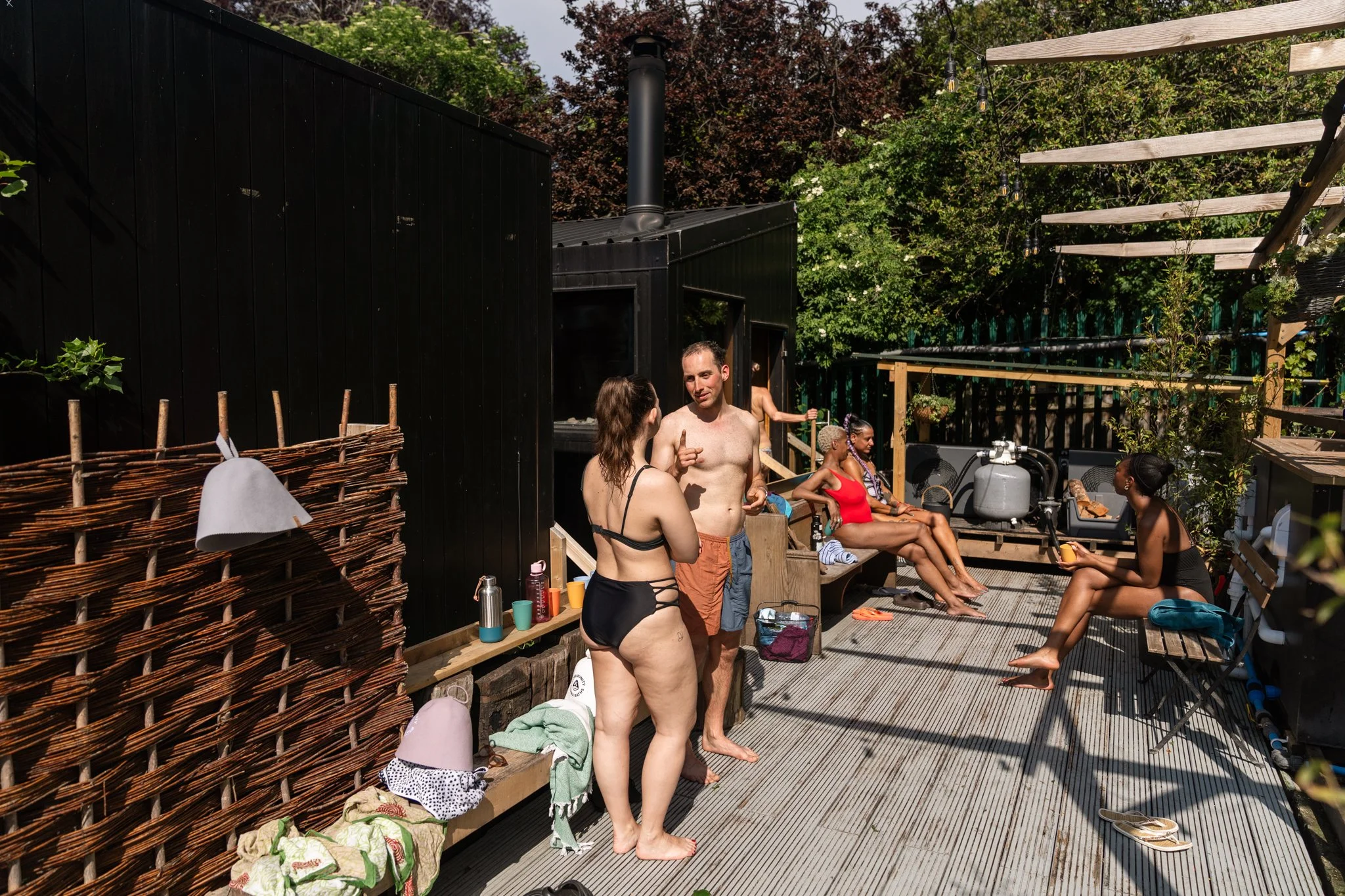 sauna goers chatting at Community Sauna Baths Camberwell london