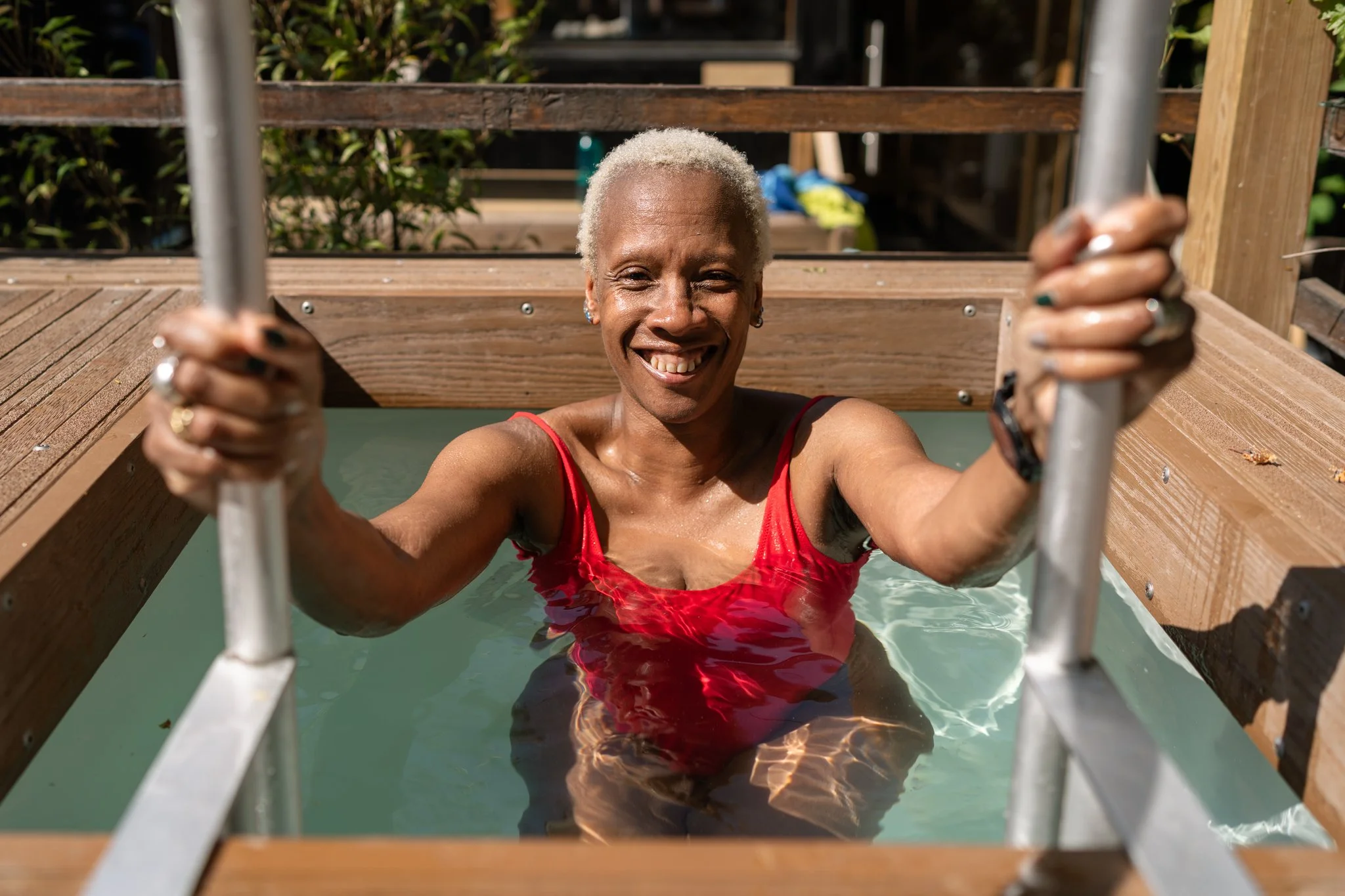happy Community Sauna member in Camberwell community garden London