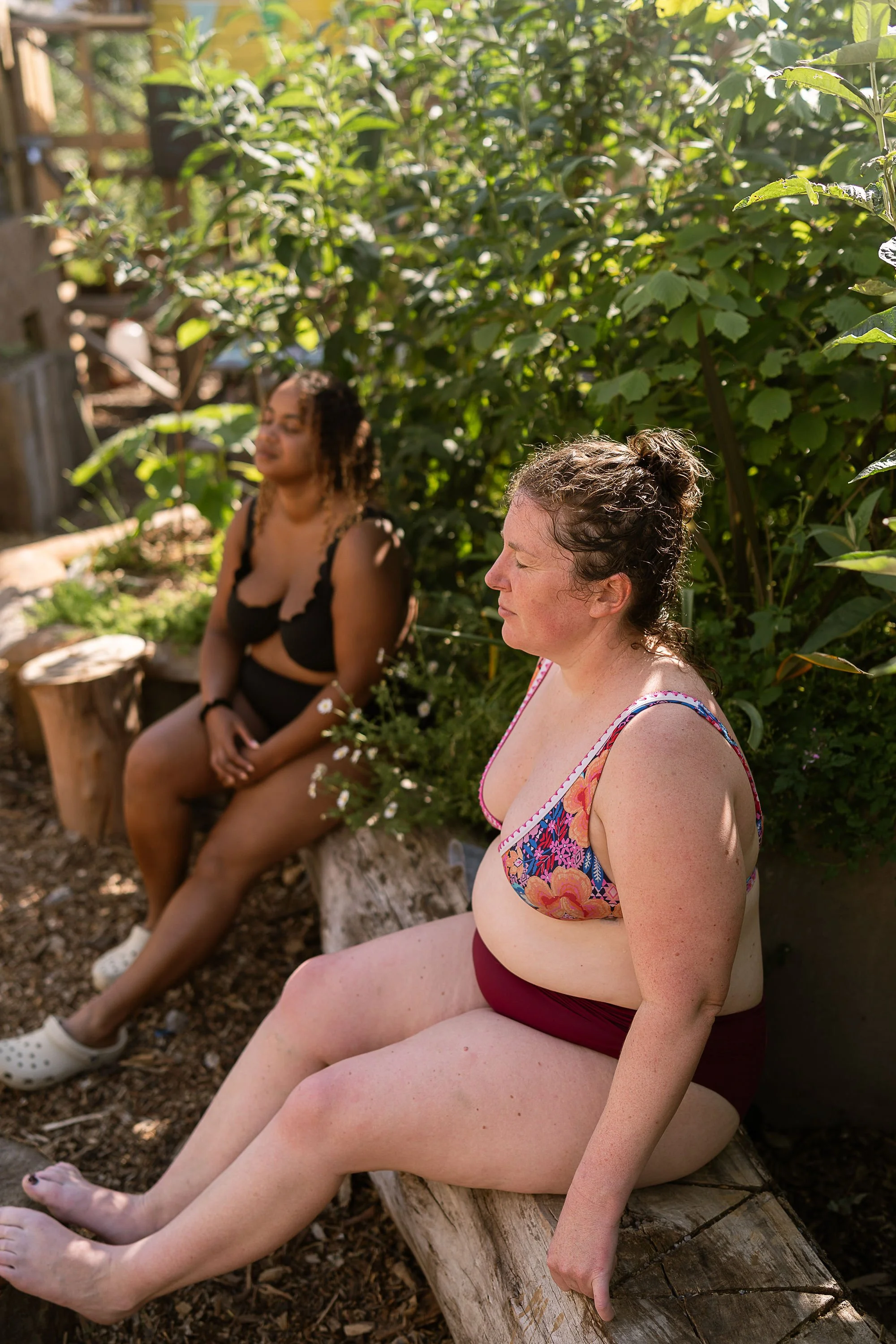 relaxing and bringing the calm in the decompression garden zone at Walthamstow Community Sauna Baths London