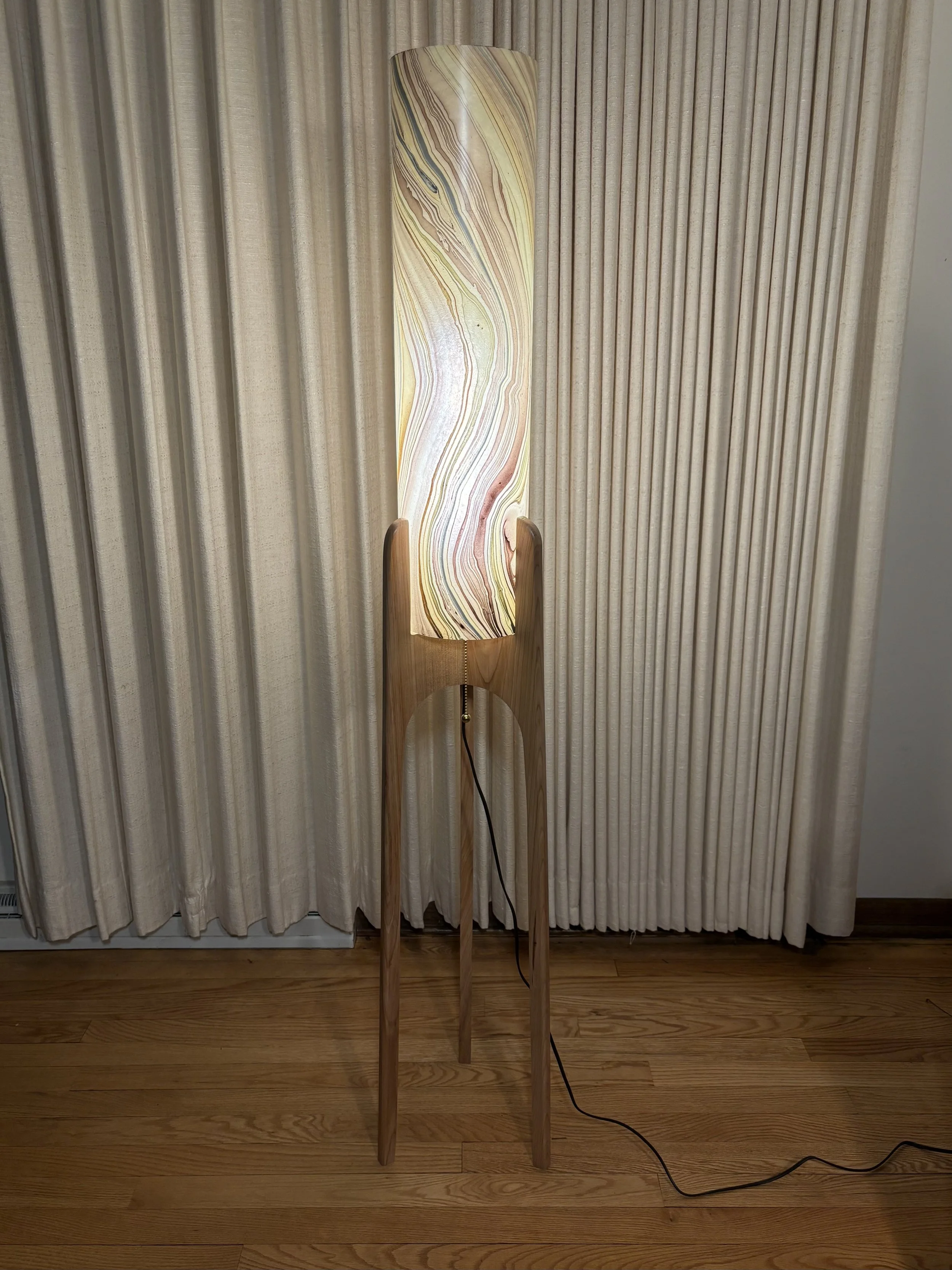 Mid Century Modern Cherry Floor Lamp