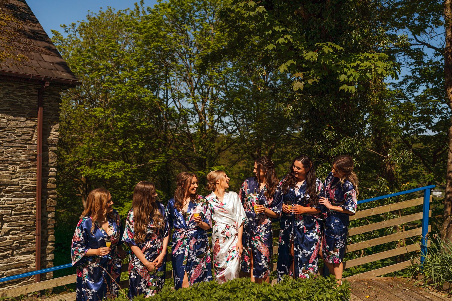 bridesmaids in silk gowns