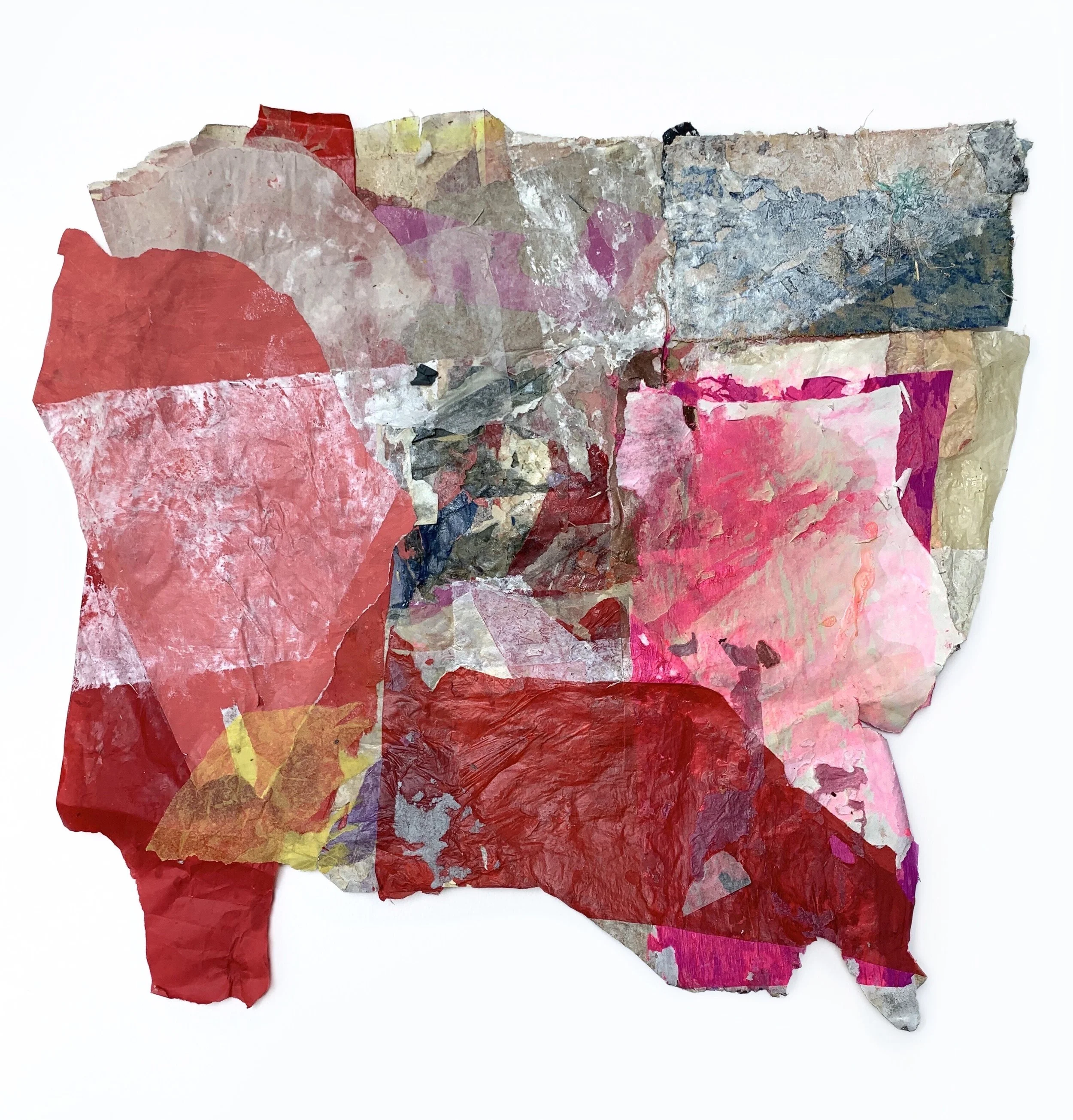 El olor de un invierno en Dubai,
32 x 33 1/2 inches,
Oil, acrylic, spray paint, linseed oil, paper, canvas cutouts, on canvas,
2021