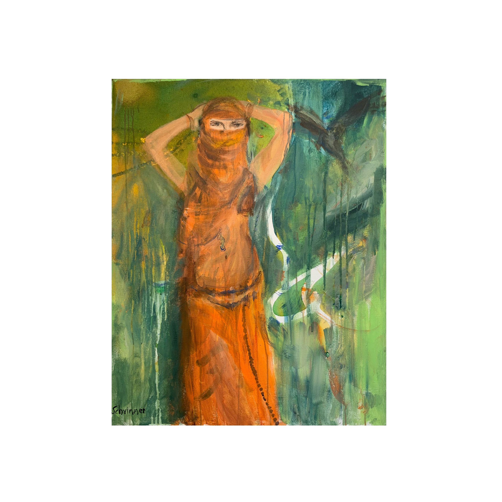 Seduction, 2025,
30 x 24 inches,
Acrylic, pastel, on canvas,
Artist: Marcelle Schvimmer