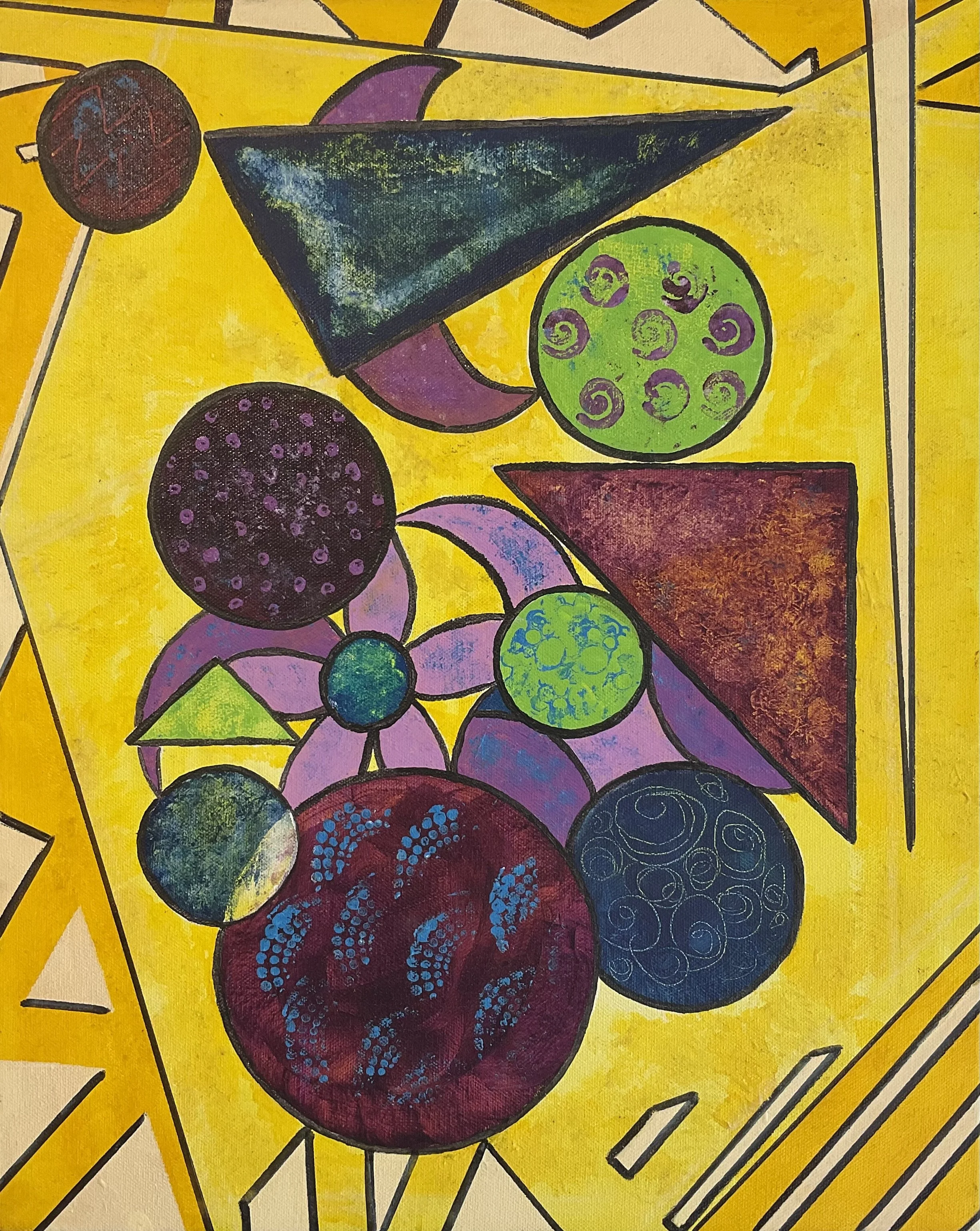 Cynthia Alicea,
Talking with Hilma, 2026,
20 inches x 16 inches,
Acrylic on canvas
