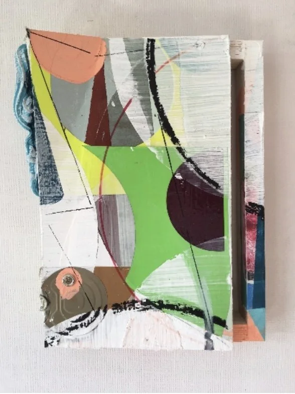 #A4baroque 3, 
12 x 10 inches,
Plasterboard, wood, acrylic, gypsum, varnish, 
tape, vinyl, and marker,
2023