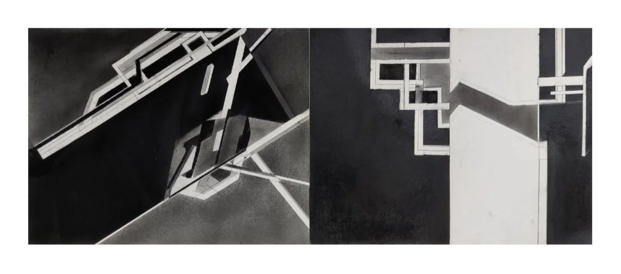 Untitled Place,
22 x 70 CM,
Graphite, Charcoal on Fabriano Paper,
Diptych 2020
