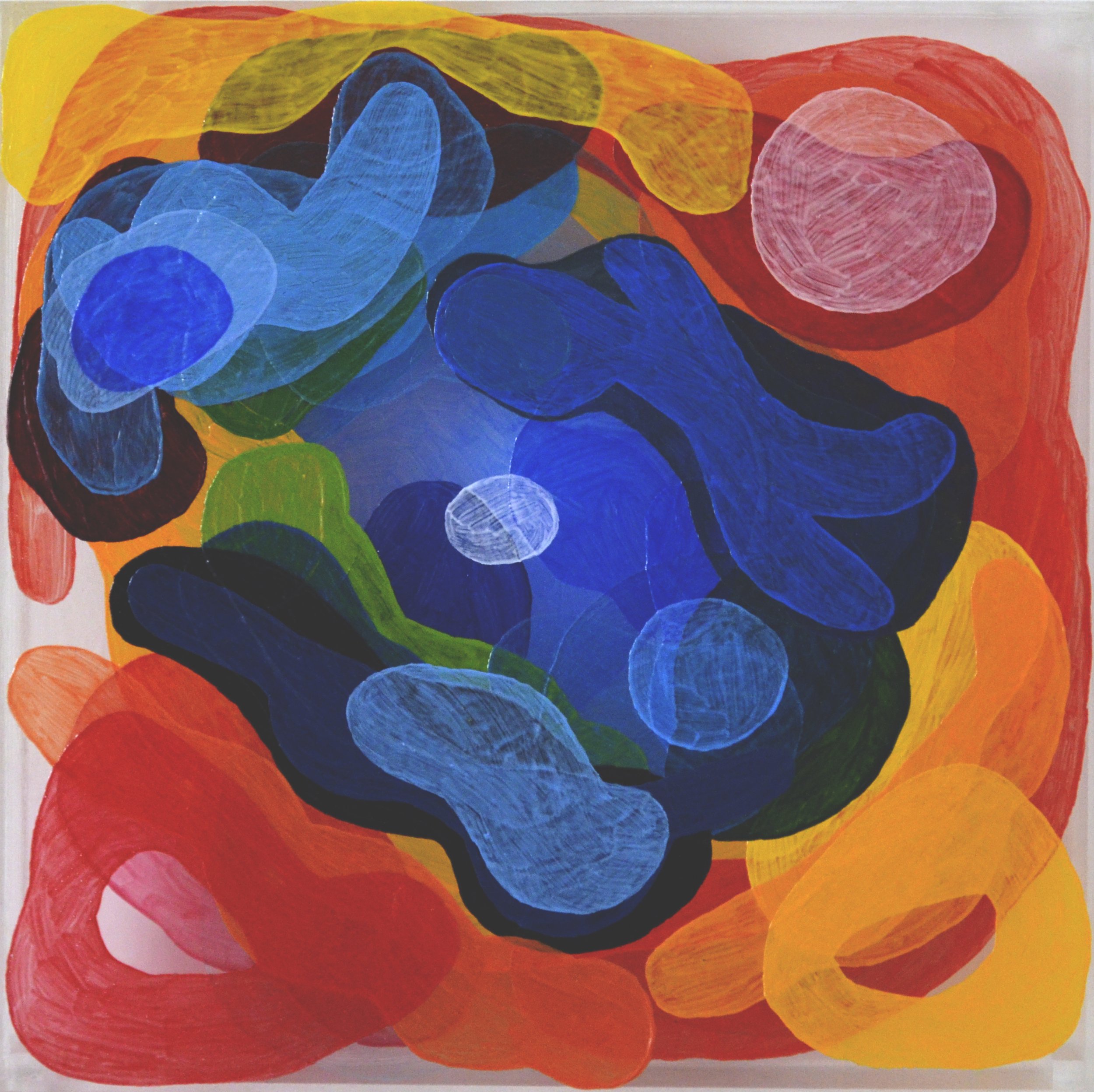 Helix Nebula,
15 1/2 x 15 1/2 inches
Acrylic on Methocrylate
2021