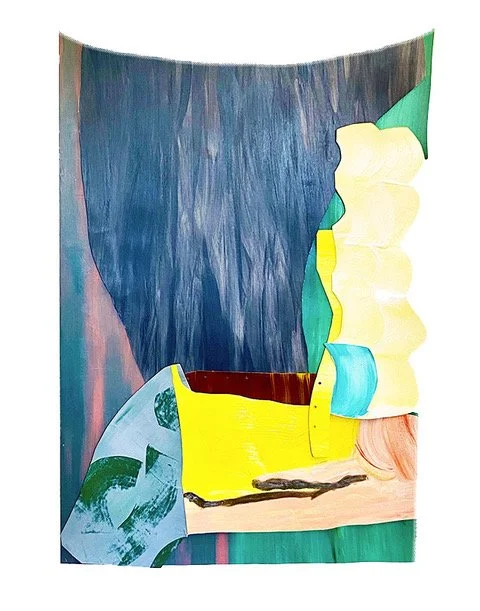 Where The Light Is,
45 3/10 x 31 1/2 inches,
Acrylic on Cardboard, Assembled painting,
2021