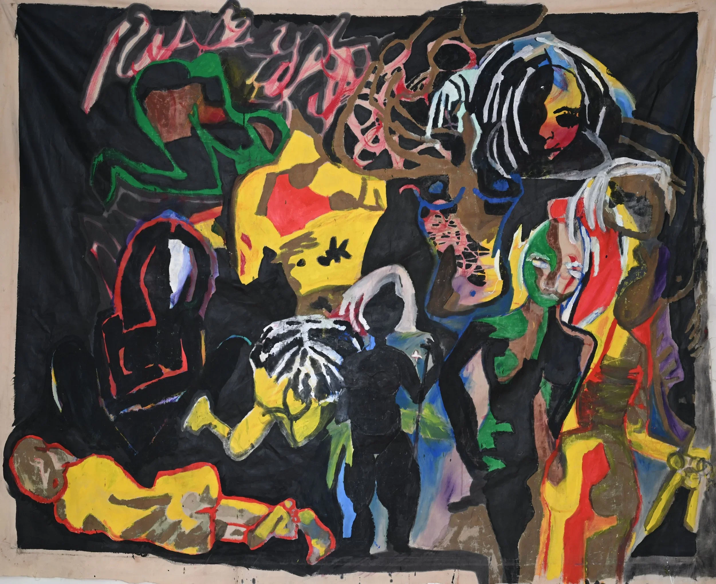 Original large-scale mixed media painting by Philadelphia artist Kristine Di Grigoli, ideal for luxury hotel lobby or residential statement art."