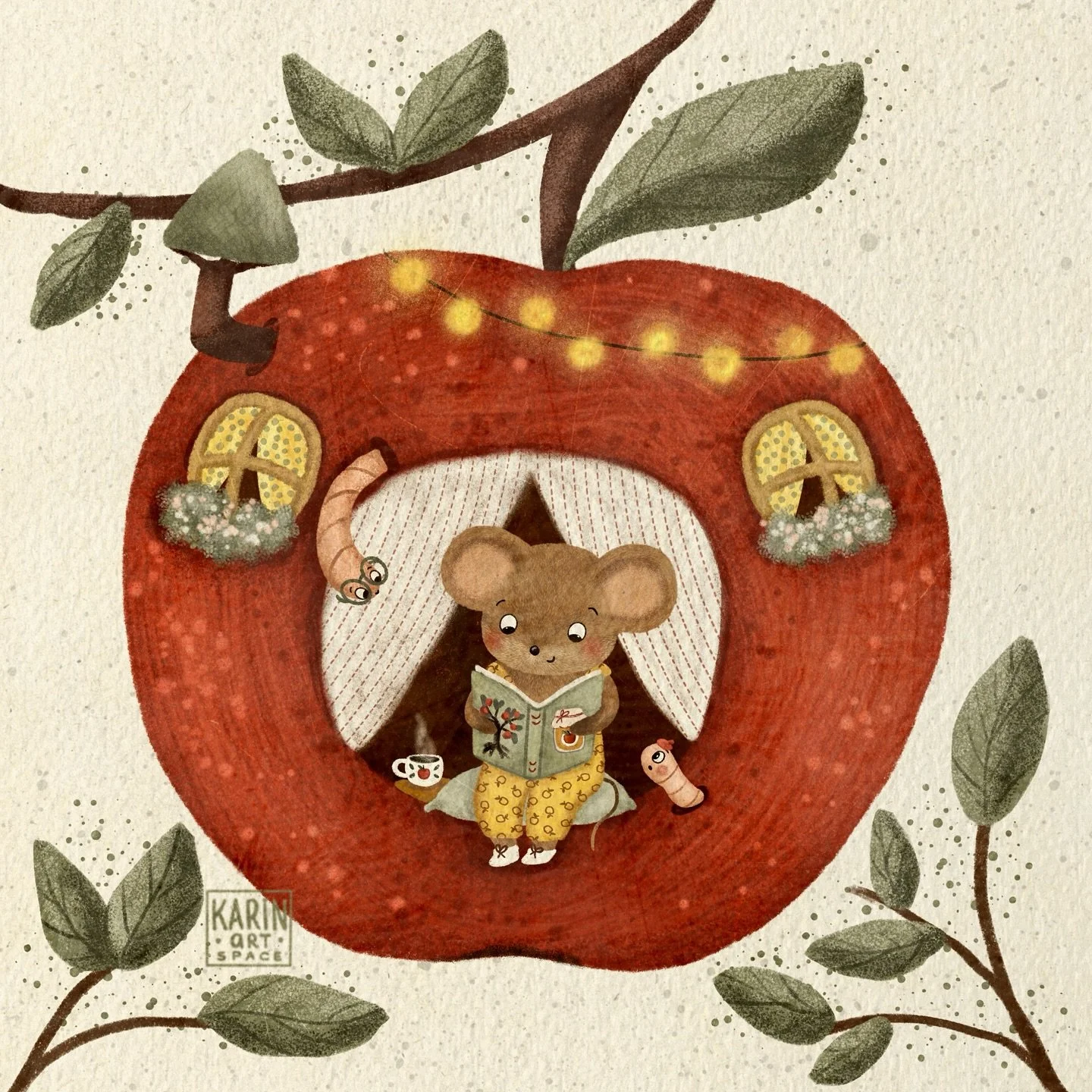 🍎 This little guy absolutely LOVES apples. From his snug apple house to his cosy overalls and even his bedtime reading &mdash; a whole book about apple trees and the tastiest jam recipes 🤭🥰🍎 He&rsquo;s enjoying the sweetest moment, and it looks l