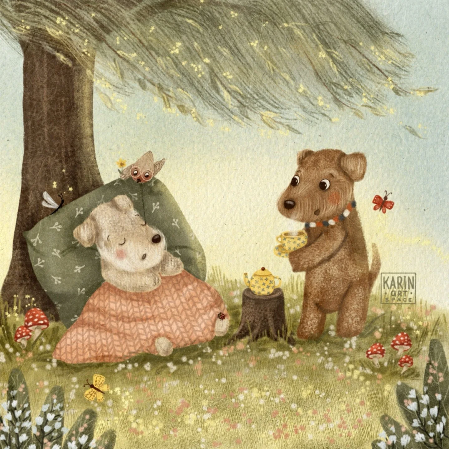🐶 When you&rsquo;re tired, unwell or a little low&hellip; and someone quietly brings you a cup of tea and stays by your side☕️💛

This illustration is from &ldquo;Charley &amp; Ralph Under the Willow Tree&rdquo;, a beautiful gentle story about frien