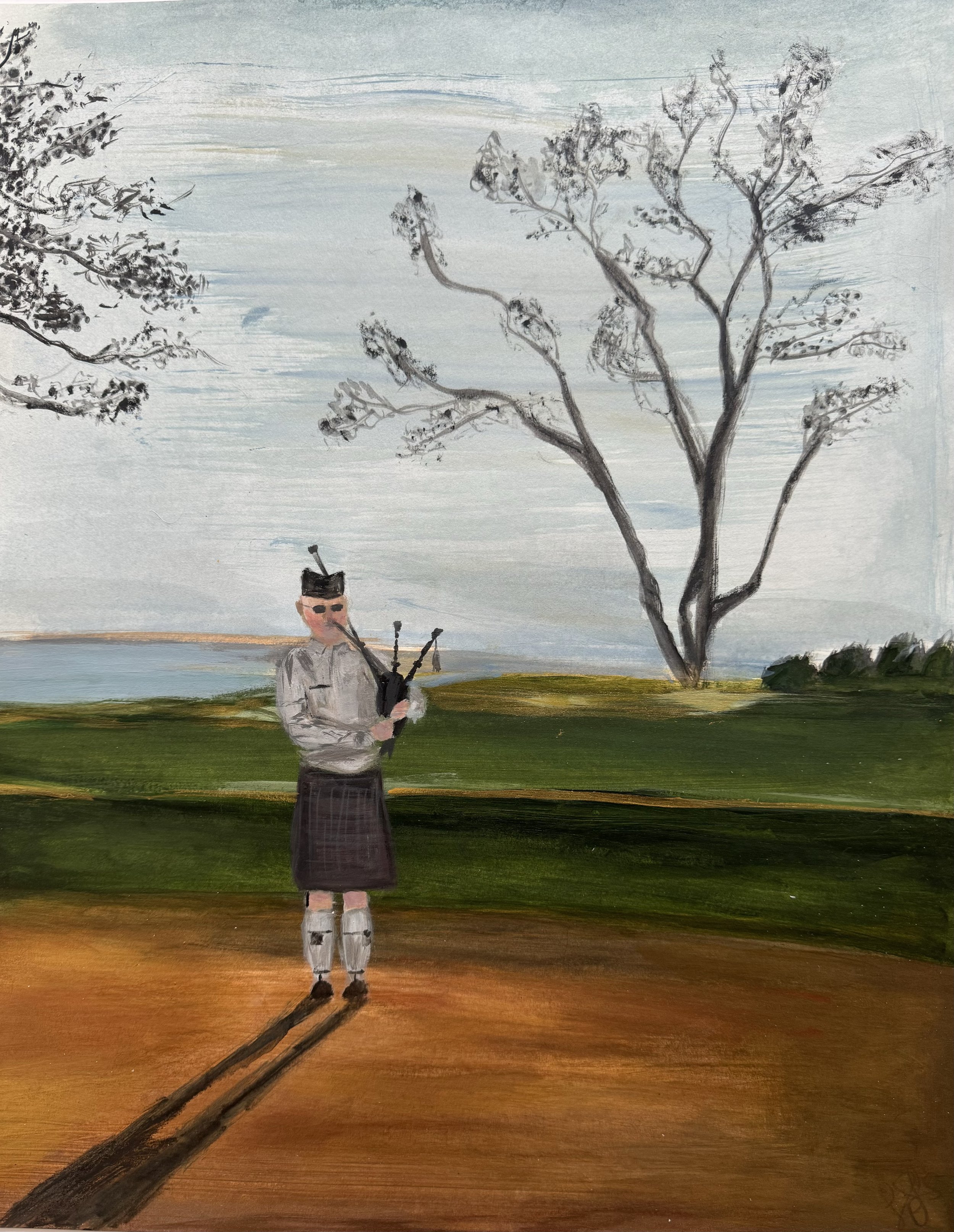 Bagpiper at Dusk