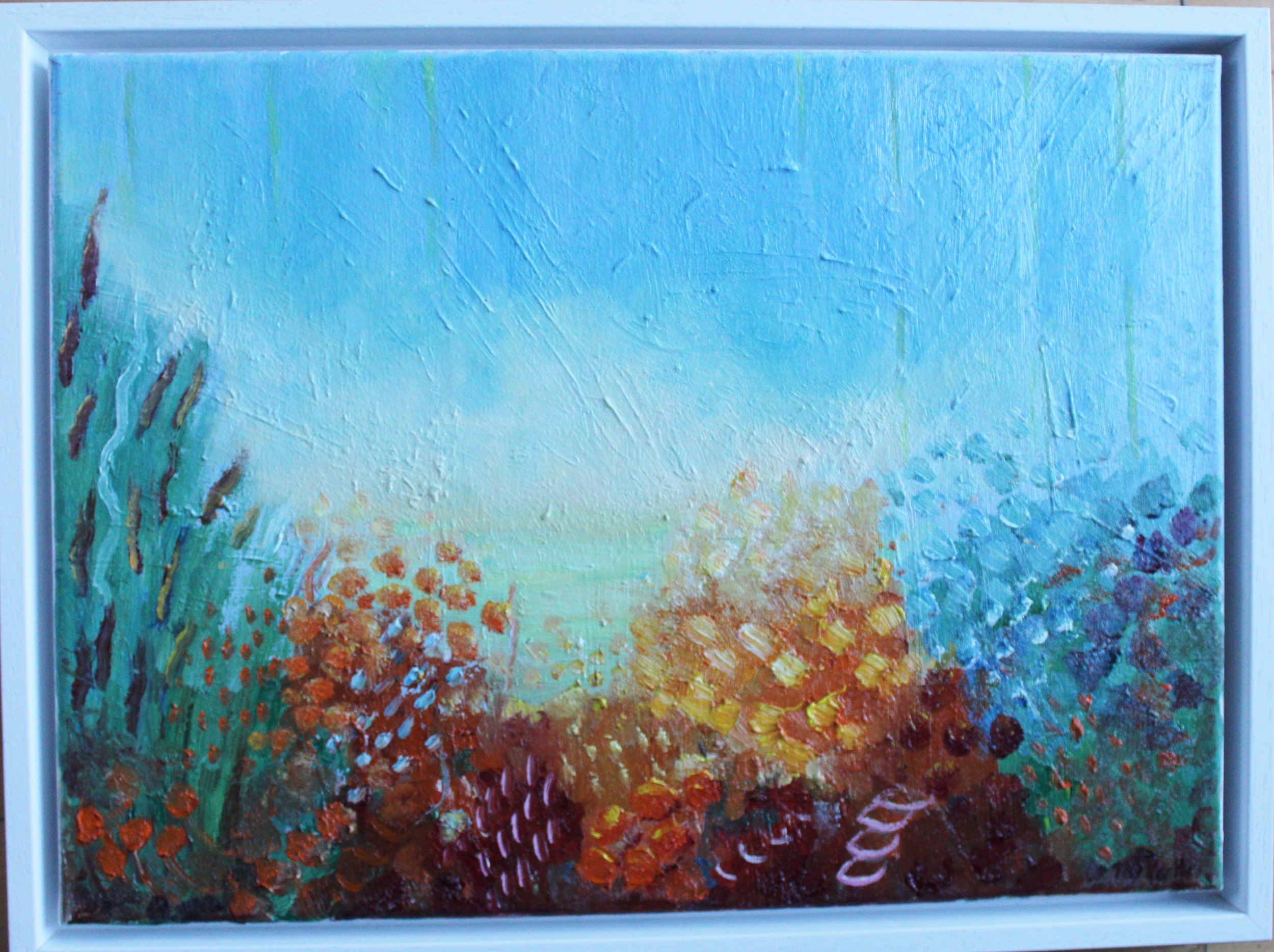 September oil painting in white wood box frame 44cm+34cm price 300 euro.jpg