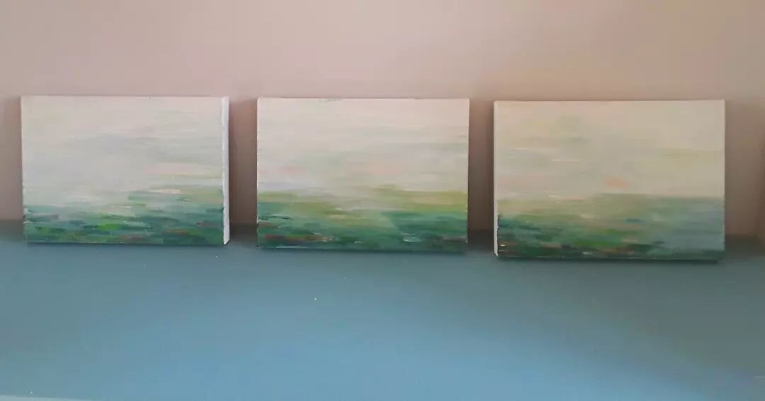 A Triptych of green abstract landscape 
Nice calm colours in gray green and blue 

#oilpainting #abstractart #abstractartist #artlover #artcollective #abstractlovers #artgallery #artcollectors #artforsalebyartist #abstractexpressionism #abstractpaint