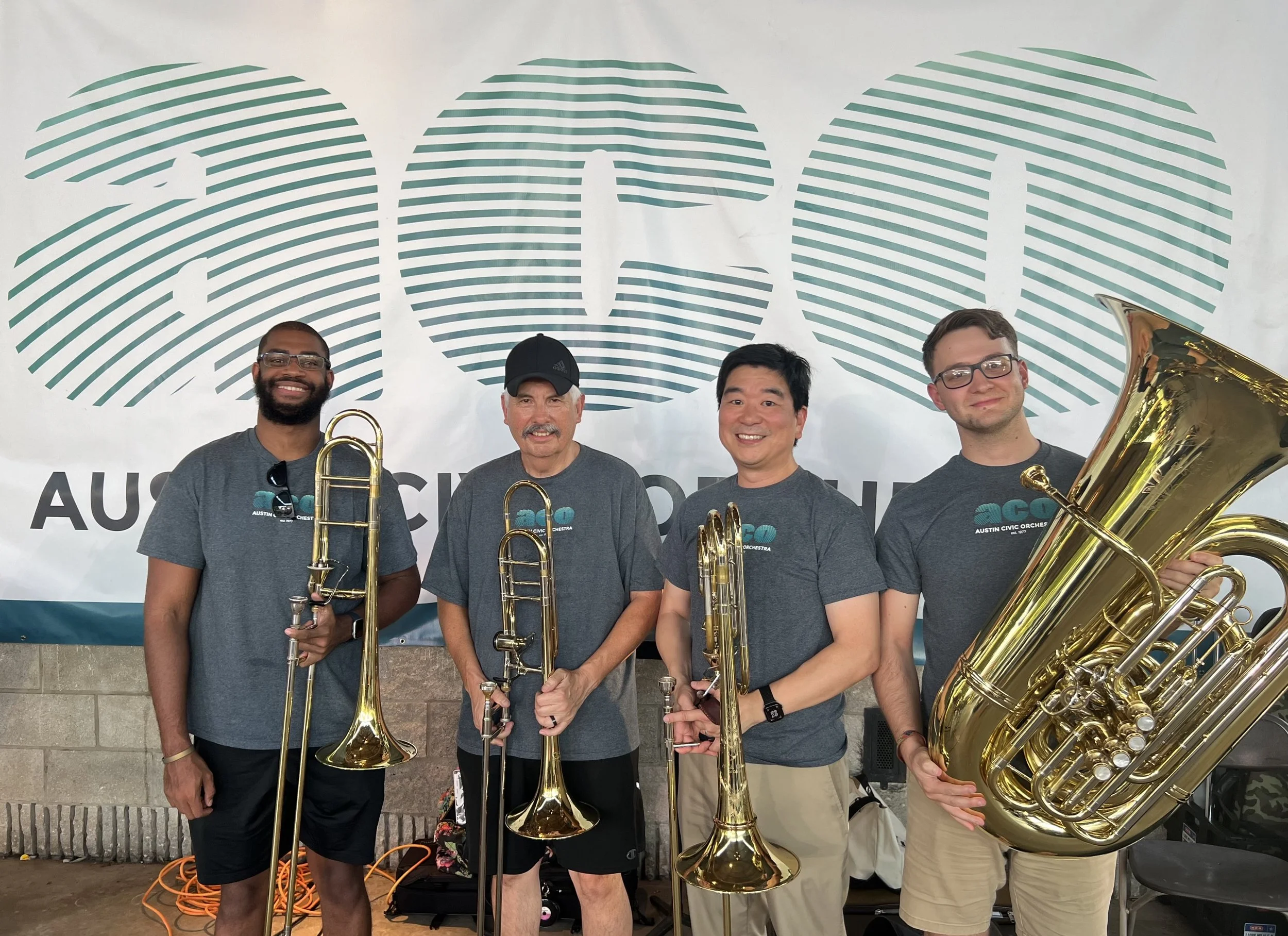 Low Brass of the Austin Civic Orchestra before annual Outdoor Concert
