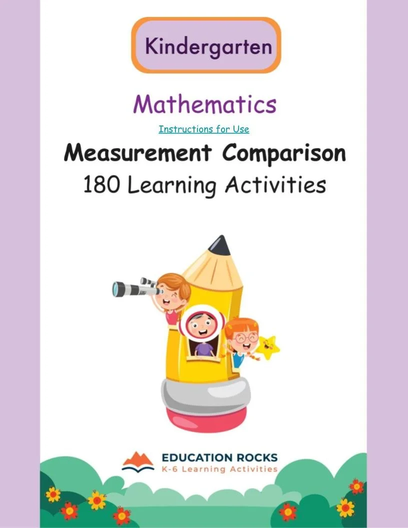 Kindergarten MATH Worksheets-Measurement Properties-180 Learning Activities-FREE.jpg