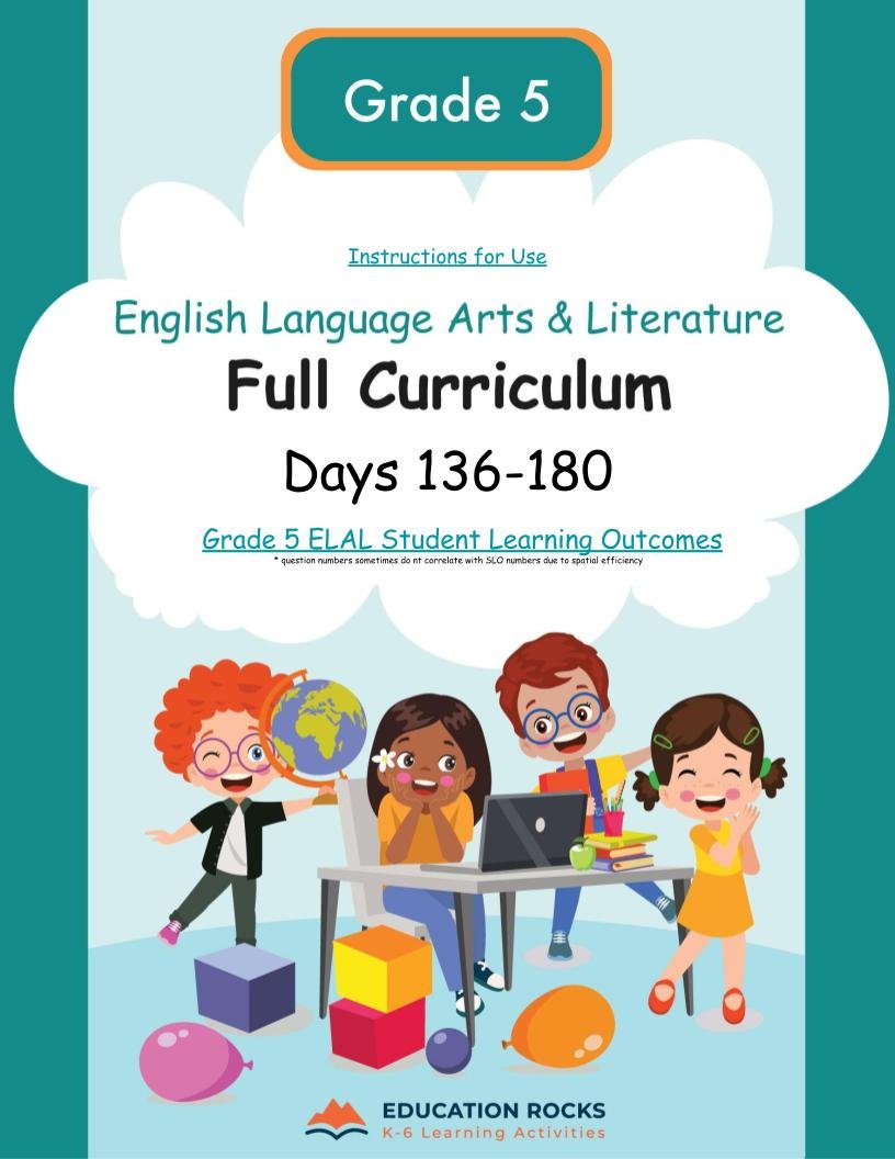 5th Grade ELA Apr-Jun {Full Curriculum} 10+ Activities Each Day-FREE