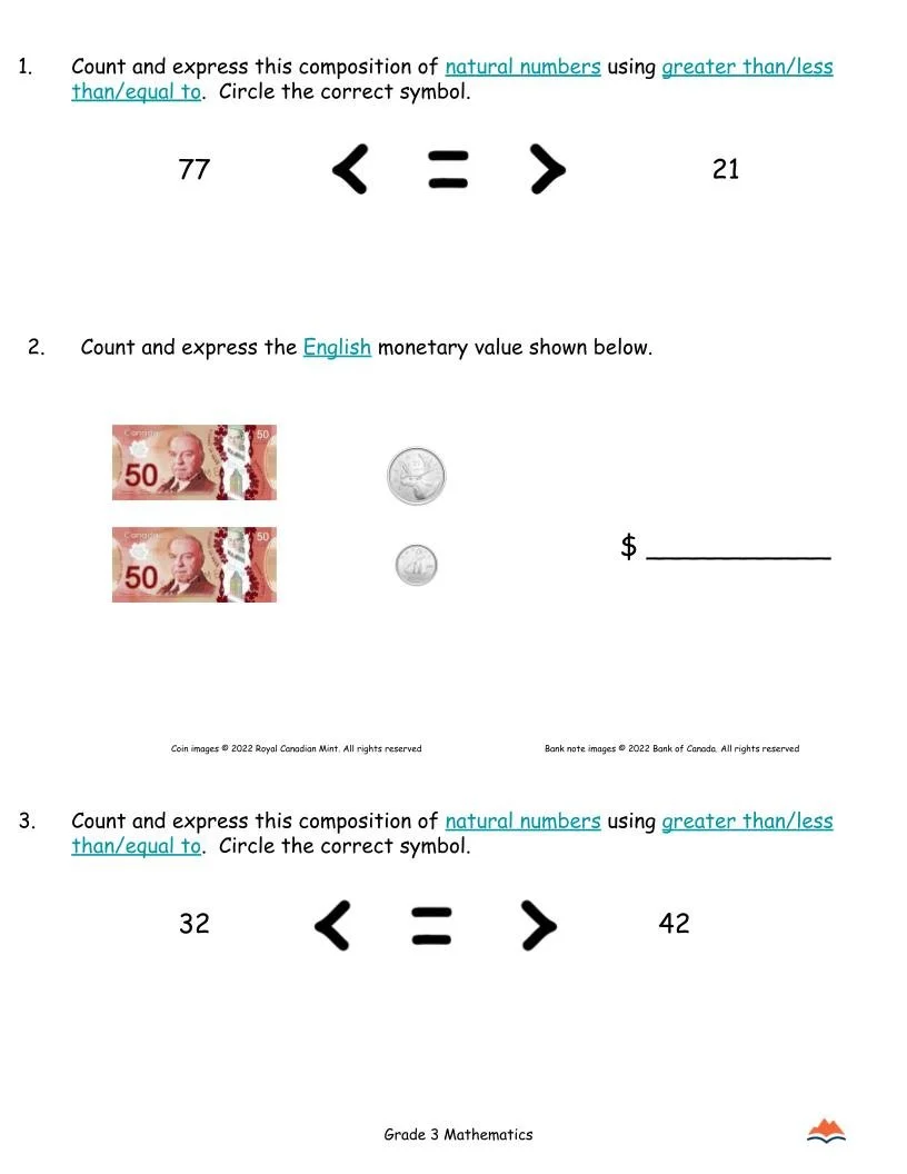 3rd Grade MATH Worksheets-Place Value (Money)-180 Learning Activities-FREE (1).jpg