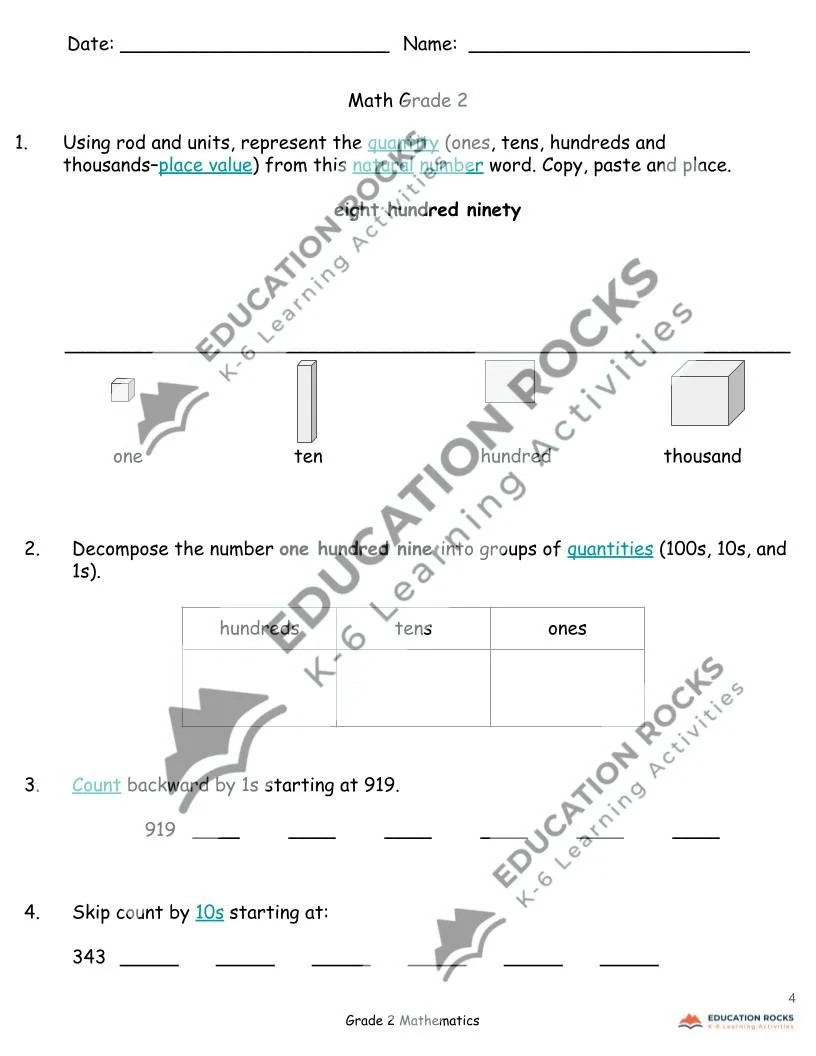 Grade 2 Math Partitioning (Equality & Inequality) — Education Rocks