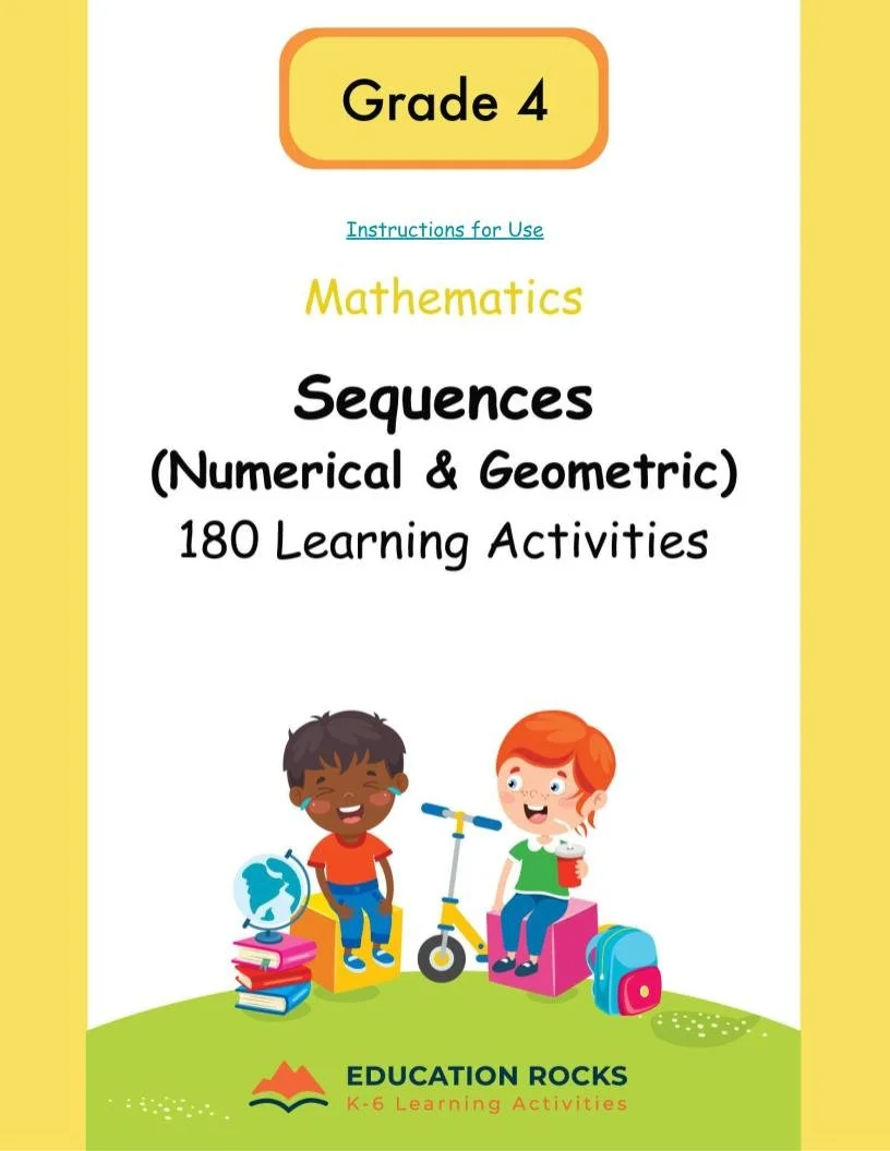 Grade 4 Math Sequences (numerical & geometric) Unit Plans | Alberta | 180 Days | No Prep
