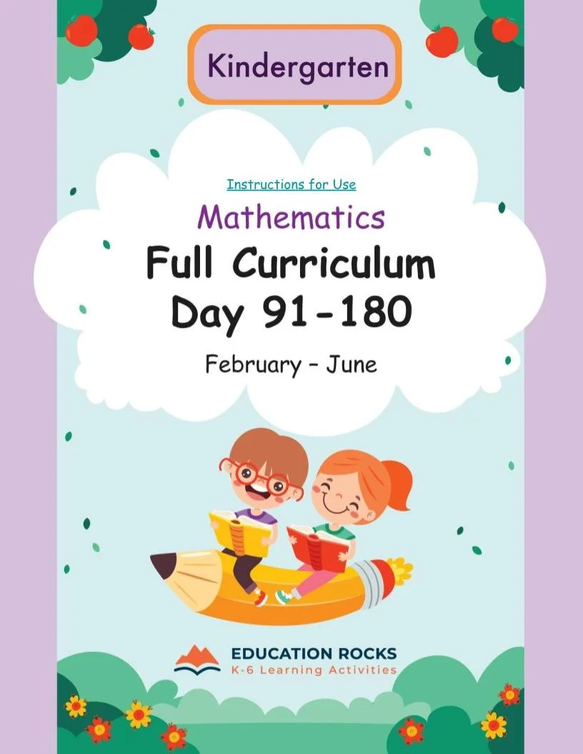 Kindergarten MATH Feb-Jun {Full Curriculum} 11 Activities Each Day-FREE