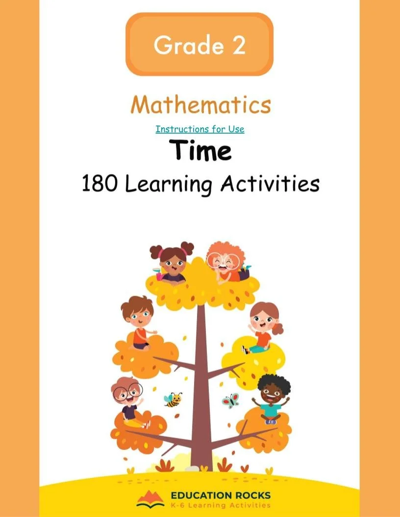 2nd Grade MATH Worksheets-Teaching Time-180 Activities-FREE