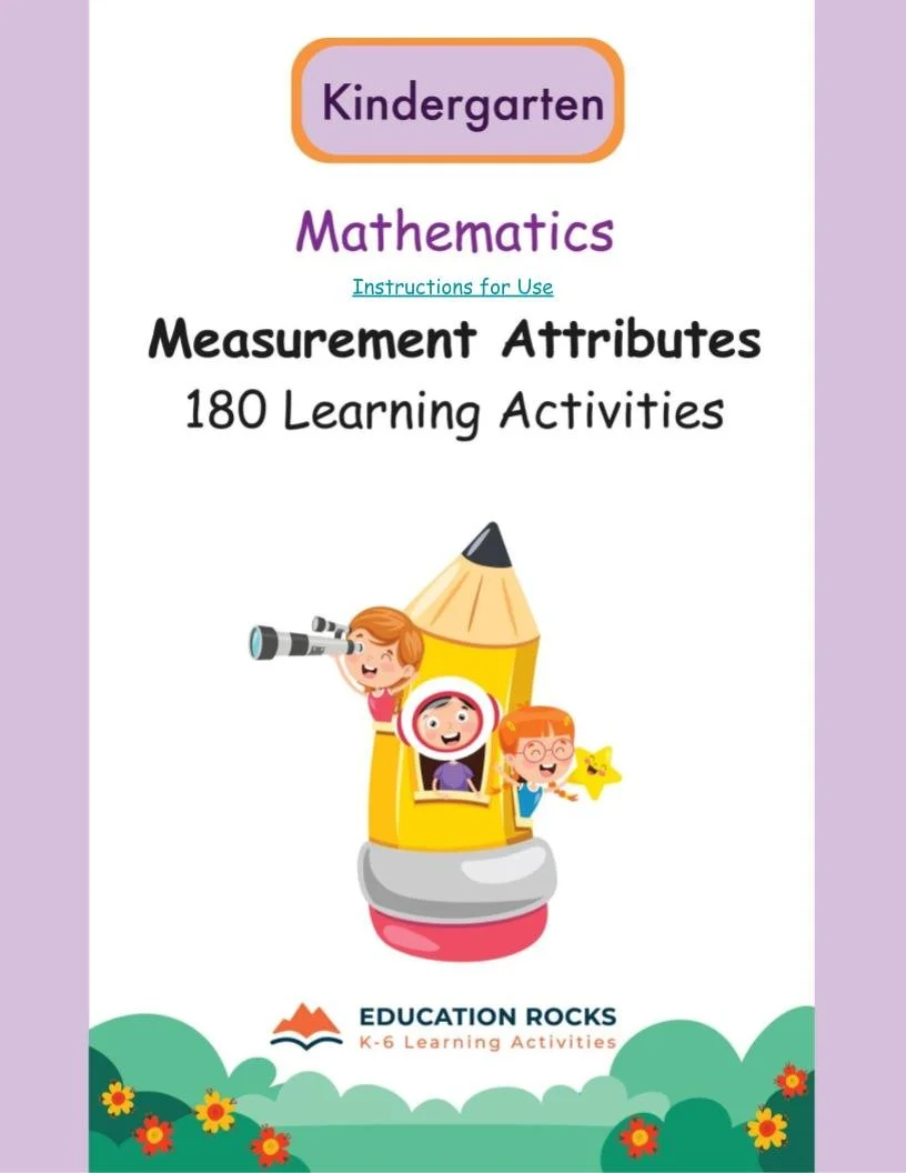 Kindergarten MATH Worksheets-Measuring Attributes-180 Learning Activities-FREE.jpg