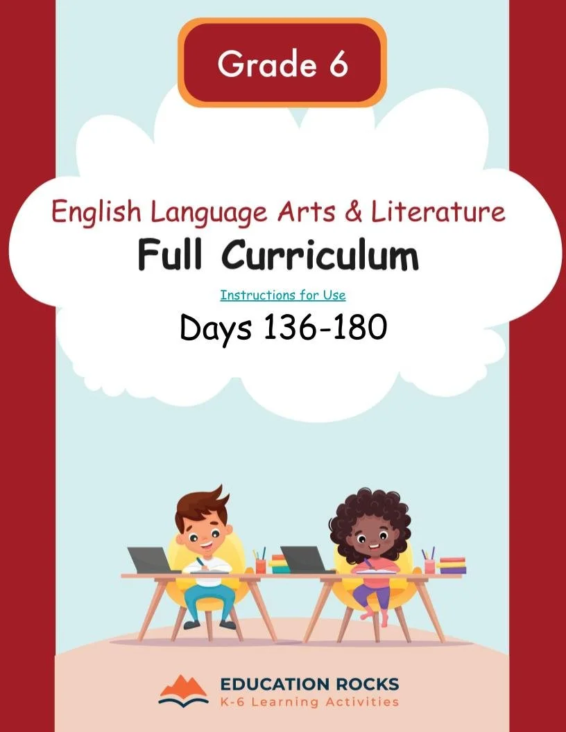 6th Grade ELA Apr-Jun {Full Curriculum} 13+ Activities Each Day-FREE
