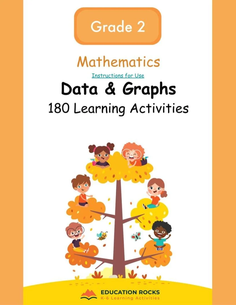 2nd Grade MATH Worksheets-Data + Visuals -180 Learning Activities-FREE
