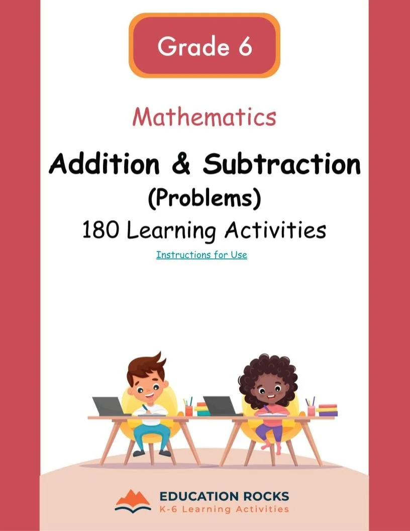 6th MATH Worksheets-Addition + Subtraction Problems-180 Activities-FREE.jpg