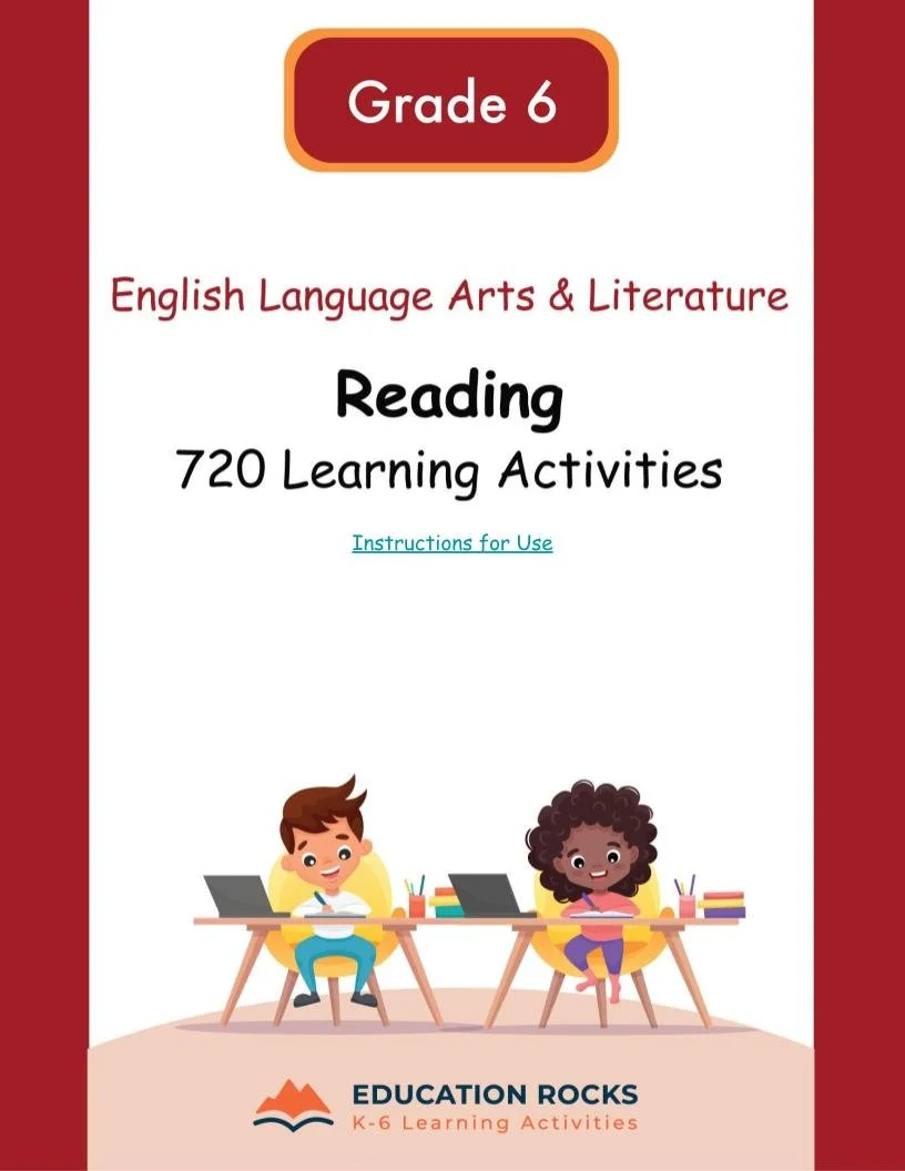 6th Grade ELA Worksheets-Reading+Literature -180 Learning Activities-FREE