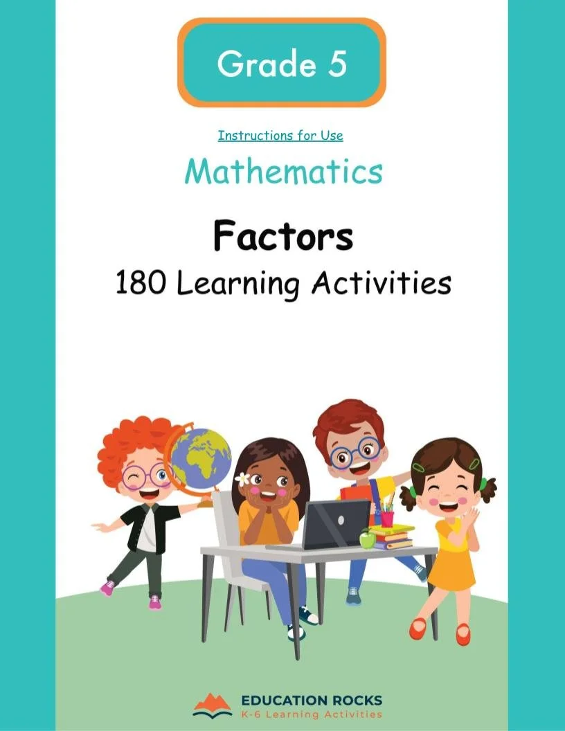 5th Grade MATH Worksheets-Division Number Bonds-180 Learning Activities-FREE