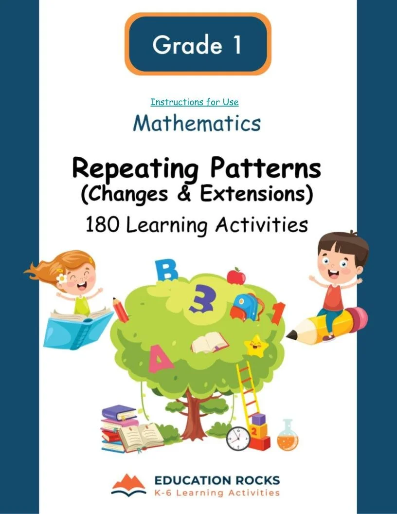 1st Grade MATH Worksheets-Recurring Patterns-Changes+Extensions-Unit-FREE