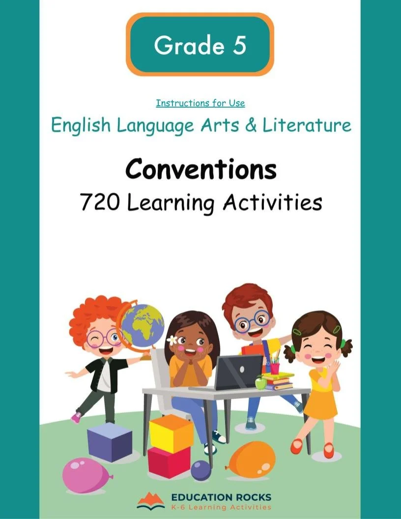 5th Grade ELA Worksheets-Grammar+Conventions-180 Learning Activities-FREE.jpg