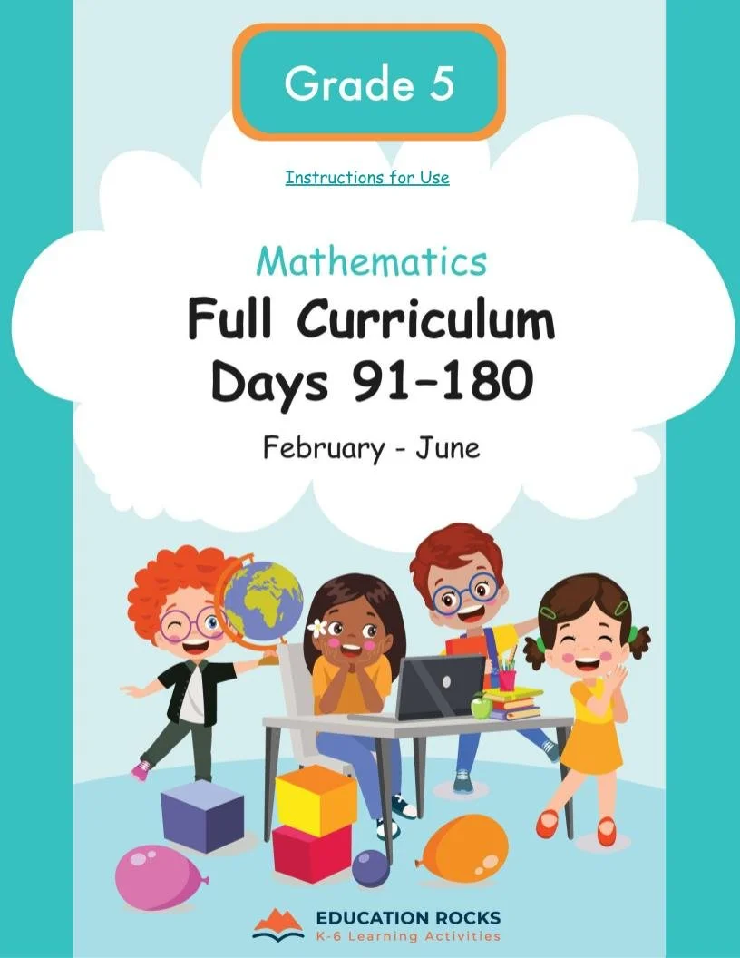 5th Grade MATH Feb-Jun {Full Curriculum} 16 Activities Each Day-FREE