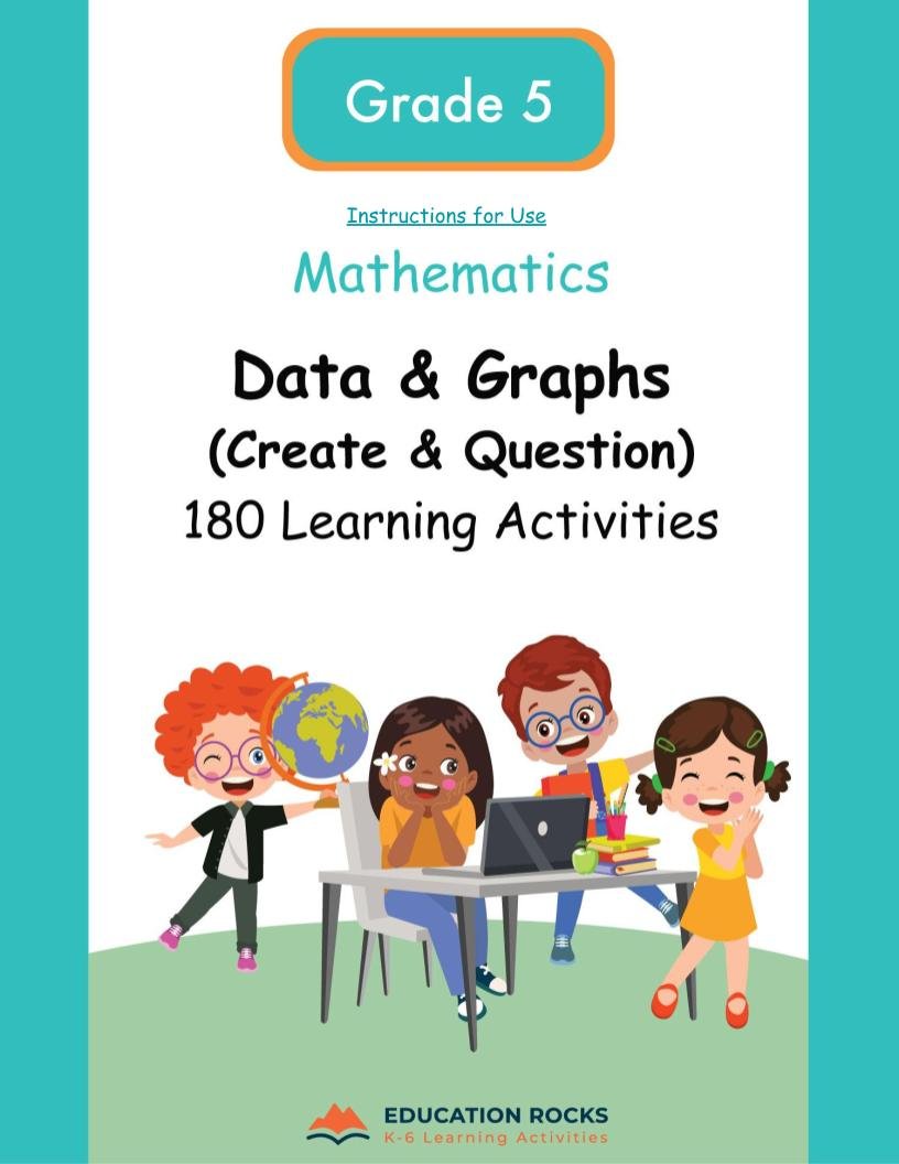 5th Grade MATH Worksheets-Data+Visuals {Create+Question}-180 Activities-FREE
