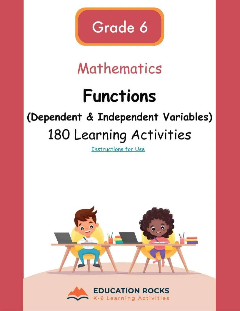 6th Grade MATH Worksheets-Functions (dependent + independent variables)-FREE