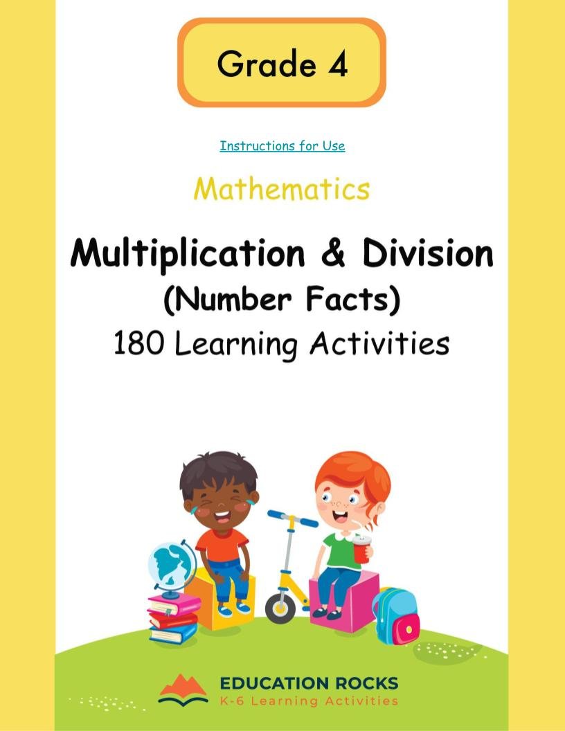 Grade 4 Math Multiplication & Division (number facts) Unit Plans | Alberta | 180 Days | No Prep
