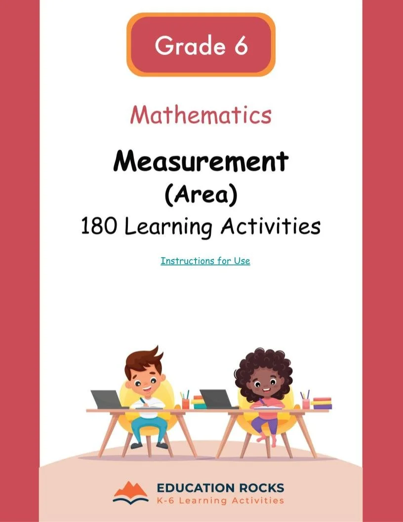 6th Grade MATH Worksheets-Units of Measure (area)-180 Activities-FREE