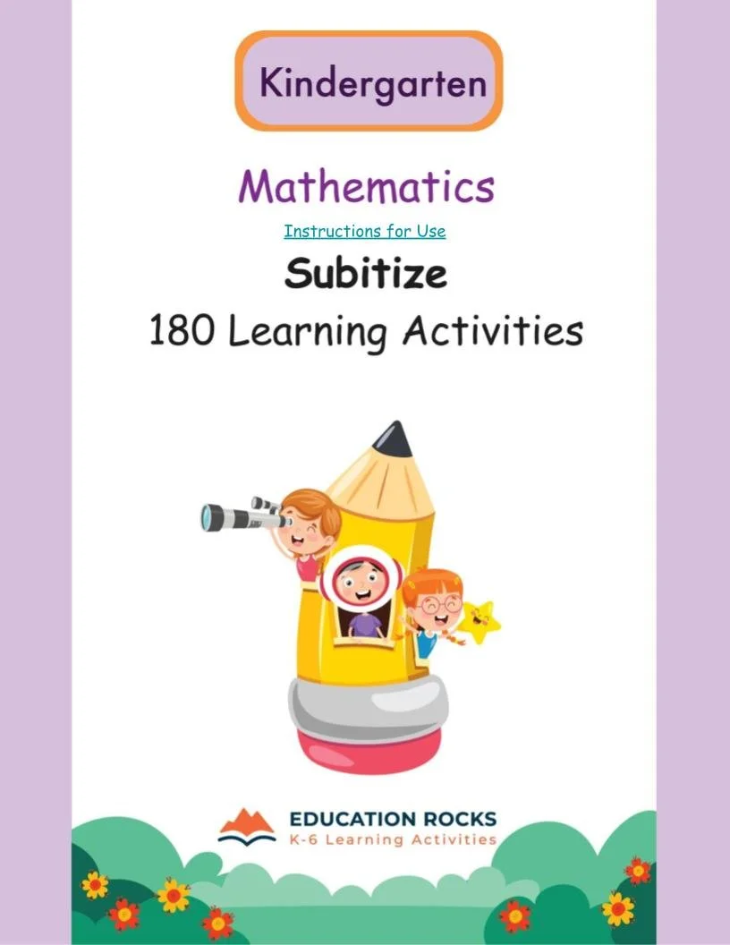 Kindergarten MATH Worksheets-Subitize Unit-180 Learning Activities-FREE