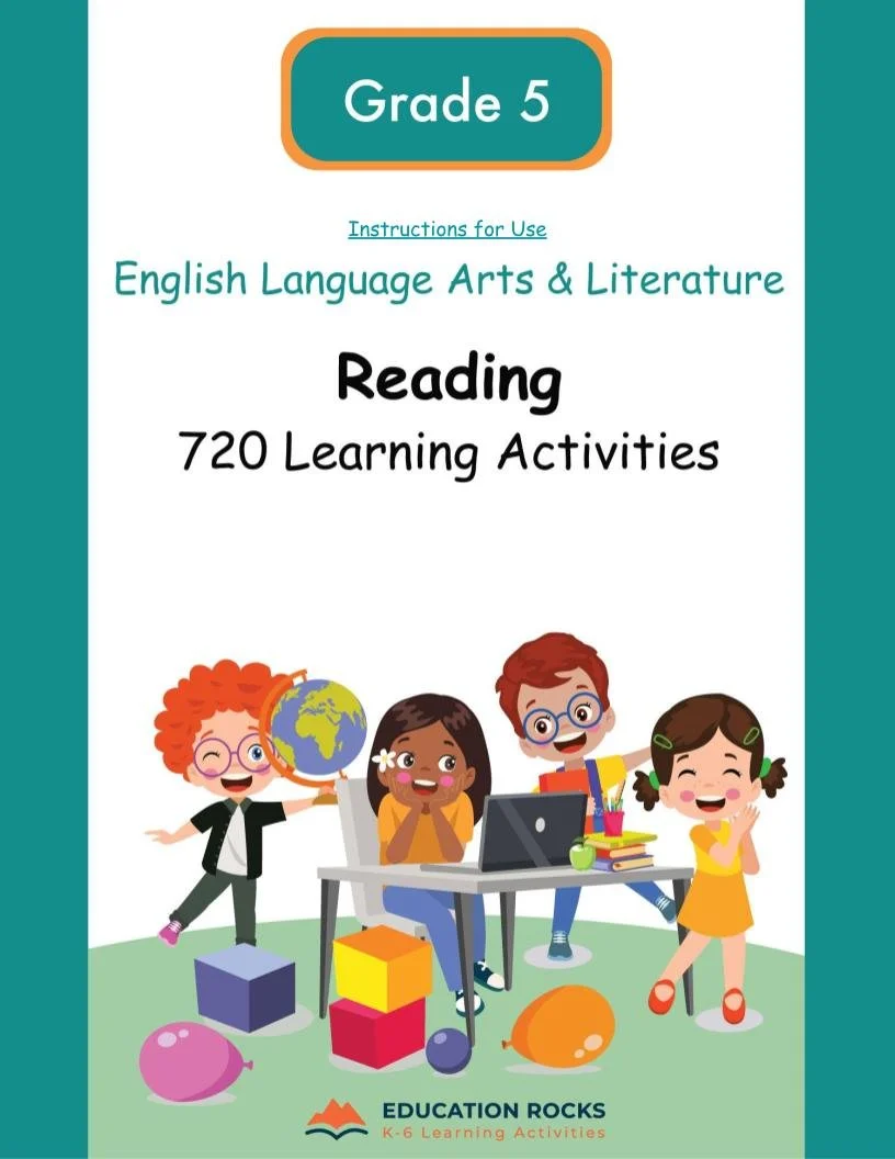 5th Grade ELA Worksheets-Reading+Literature -180 Learning Activities-FREE