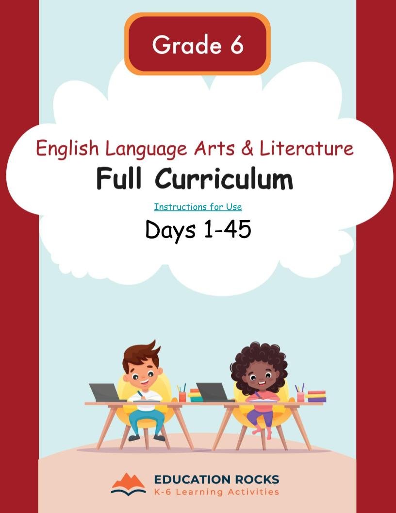 6th Grade ELA Sep-Nov {Full Curriculum} 13+ Activities Each Day-FREE