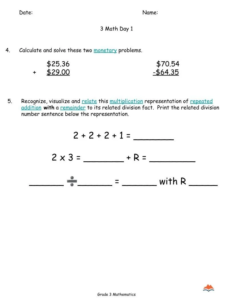 3rd Grade MATH Sep-Jan {Full Curriculum} 23 Activities Each Day-FREE (3).jpg