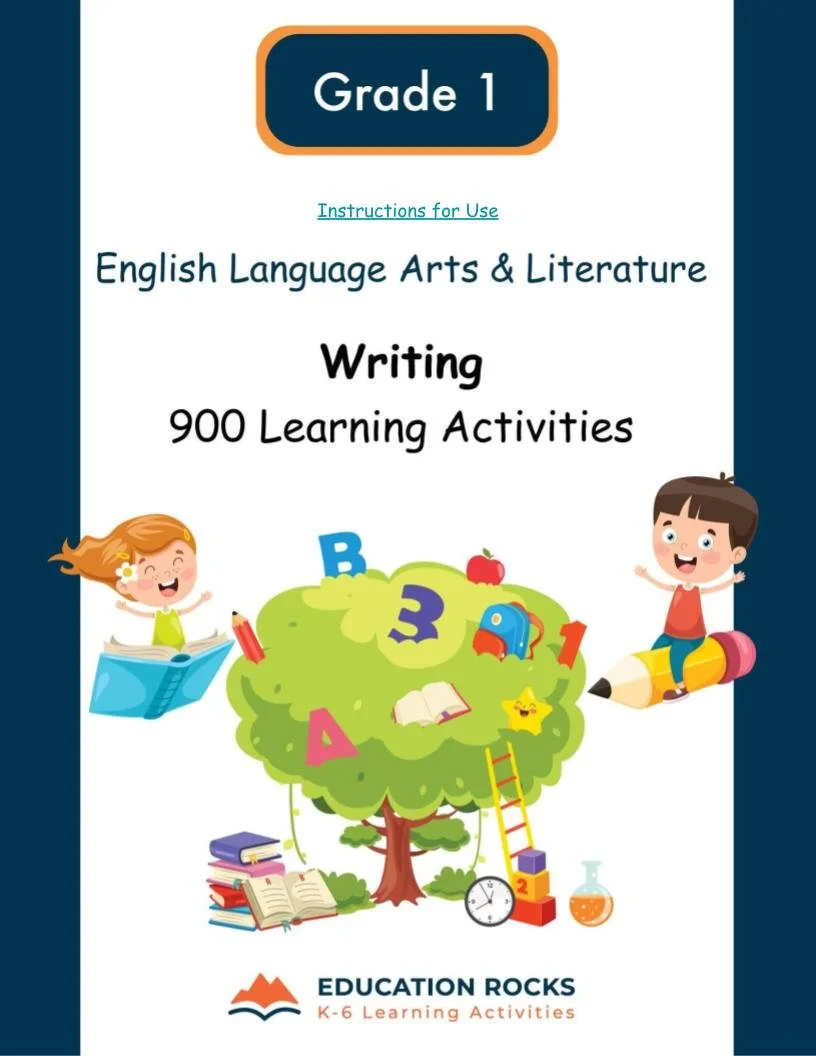 1st Grade ELA Worksheets-Drafting + Writing -180 Learning Activities-FREE