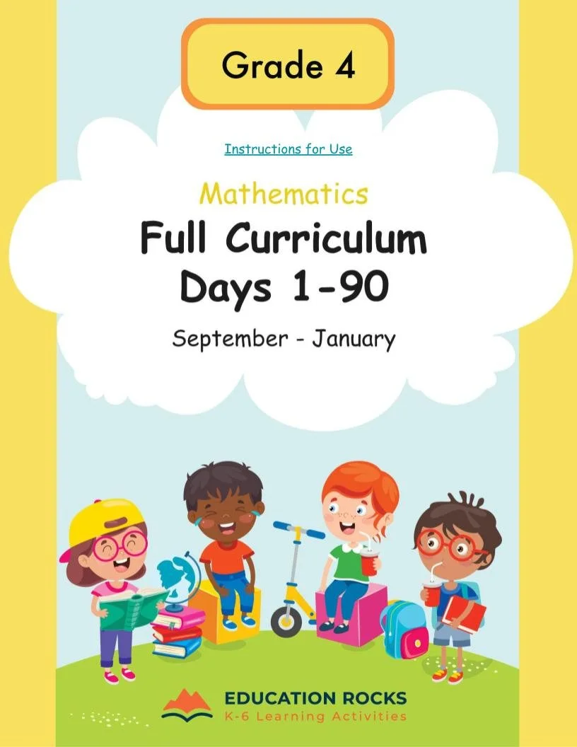 4th Grade MATH Sep-Jan {Full Curriculum} 16 Activities Each Day-FREE