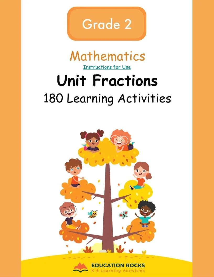 2nd Grade MATH Worksheets-Identifying Unit Fractions -180 Activities-FREE.jpg