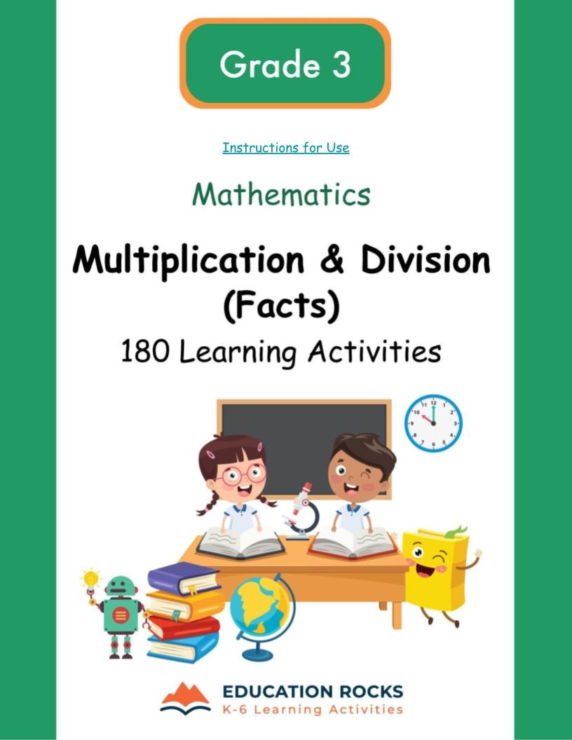 3rd Grade MATH Worksheets-Multiplication + Division-180 Activities-FREE.jpg